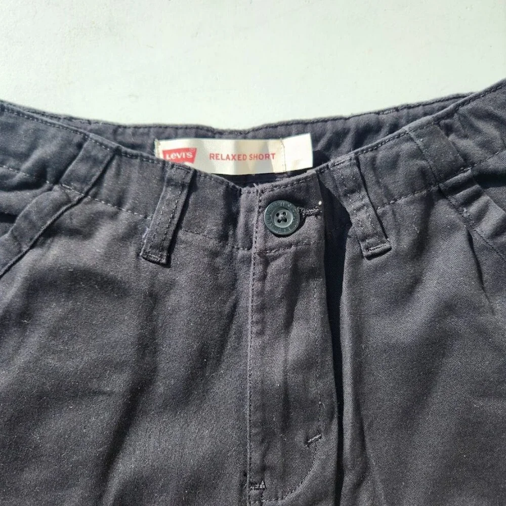 NEW Levi's Boys Twill Cargo Shorts Size 20 Black School Uniform Cotton Relaxed F